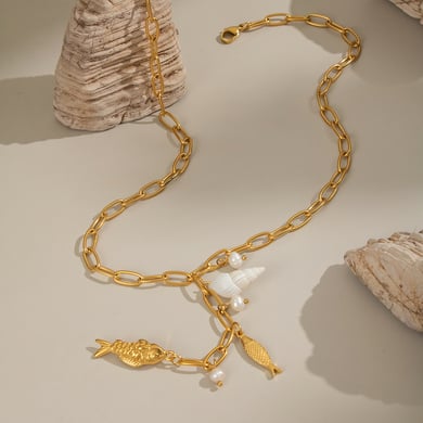1 pezzo di collana con ciondolo in acciaio inossidabile a forma di tartaruga naturale di lusso da donna h5 Immagine2