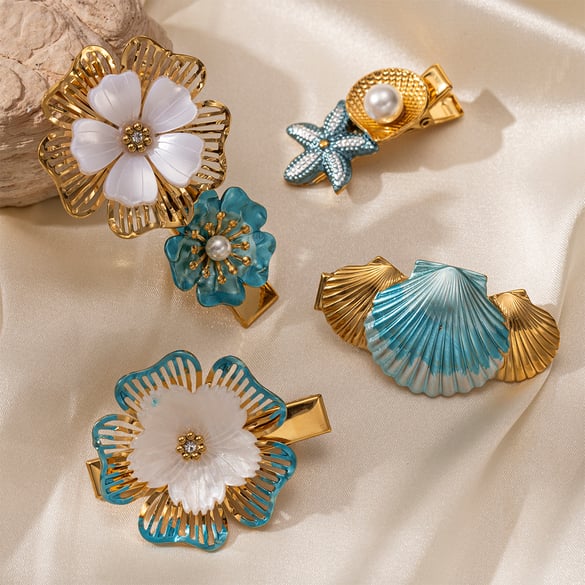 1 Piece Retro Flower Stainless Steel Hair Clip