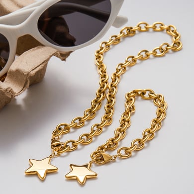 Star Stainless Steel Gold Color Pendant Necklaces h5 Picture6