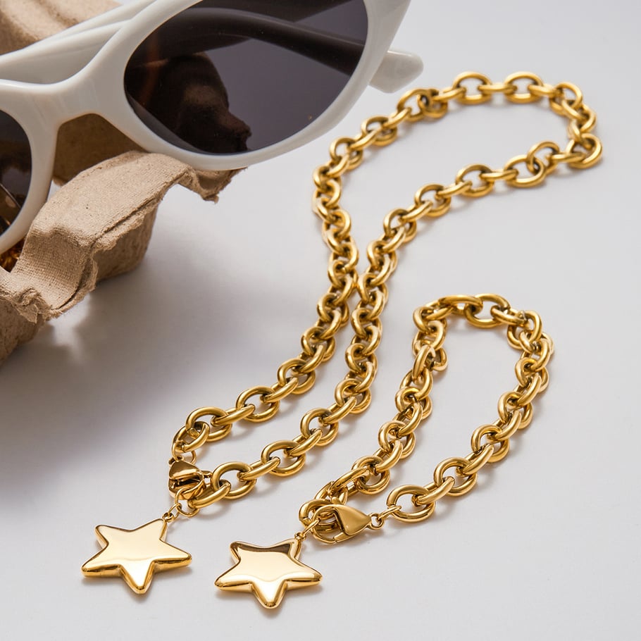 Star Stainless Steel Gold Color Pendant Necklaces Picture6