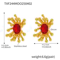 TXF244-Red zircon stamen earrings Picture4