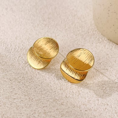1 paio di orecchini a bottone casual da donna in acciaio inossidabile color oro h5 Immagine4