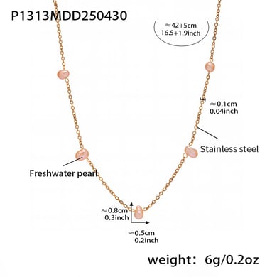 1 Piece Classic Irregular Pearl Shape Stainless Steel Gold Color Women's Chain Necklaces h5 Picture2