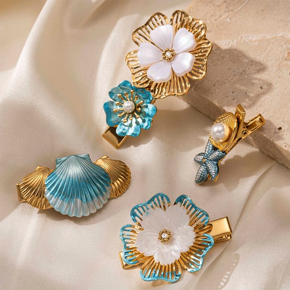 1 Piece Retro Flower Stainless Steel Hair Clip 2