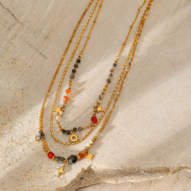 1 Piece Natural Stone Beaded Necklace Picture3