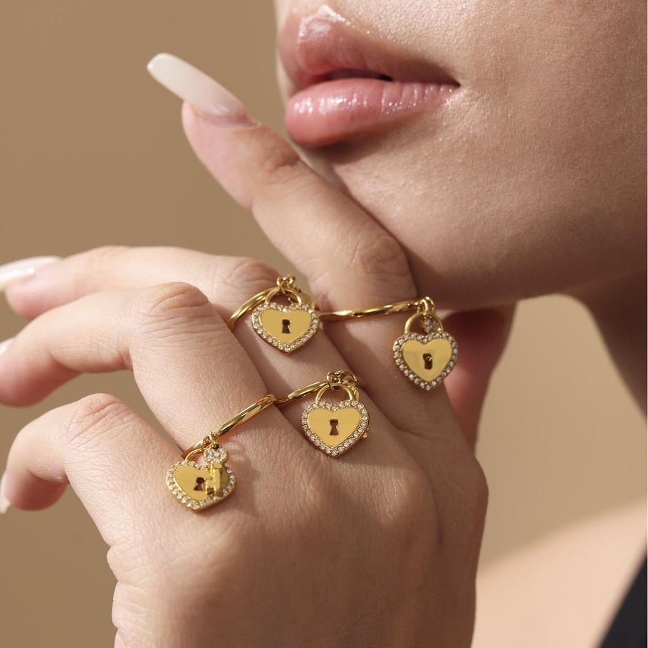 1 Piece Sweet Lock Heart Stainless Steel Gold Color Women's Pendant Necklaces Picture7
