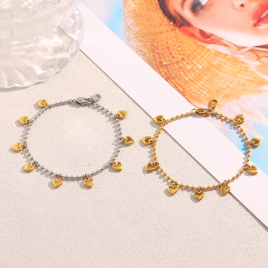1 Piece Sweet Heart Stainless Steel Gold Color Women's Charm Bracelets Picture6