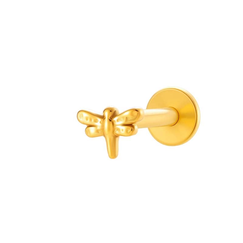 1 Adet Titanyum Alaşımlı Altın Renkli Piercing Küpe 