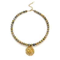Collana con perline rotonde a forma di sole dorato (+ scatola) Immagine4