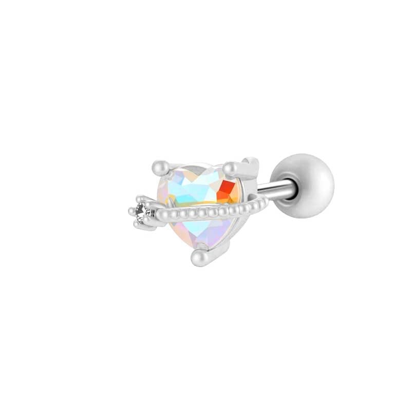1 pieza de pendientes de perforación para mujer con circonitas de color cobre y dorado de Sweet Bear 