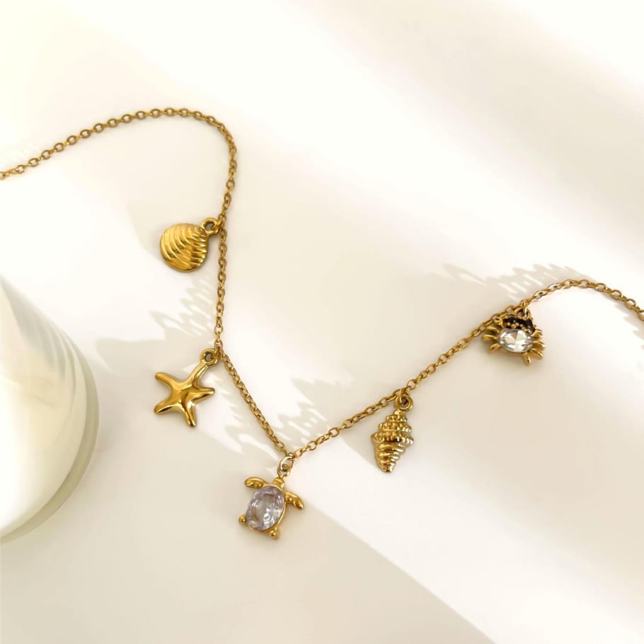 1 Piece Oceanic Stainless Steel Gold Color Pendant Necklace Picture4