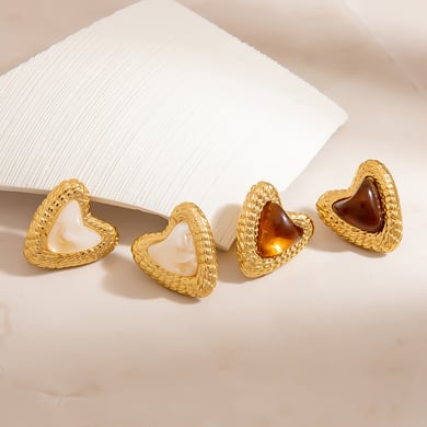 1 par de pendientes casuales de acero inoxidable con forma de corazón para mujer h5 Imagen3