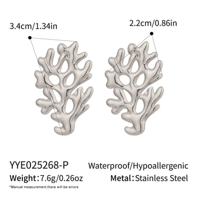 1 Pair Simple Series Daily Coral Stainless Steel  Gold Color  Women's Stud Earrings h5 