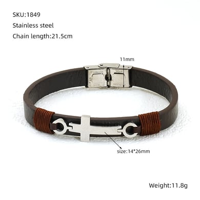 1 Stück Classic Series Retro Kreuz Edelstahl Herrenarmband h5 