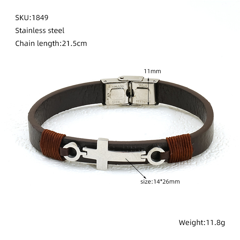 1 Stück Classic Series Retro Kreuz Edelstahl Herrenarmband 