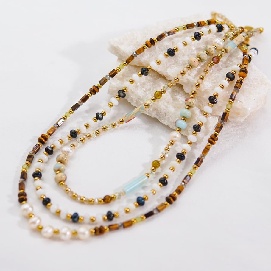 Sweet Elegant Stainless Steel Women‘s Beaded Necklaces Picture2