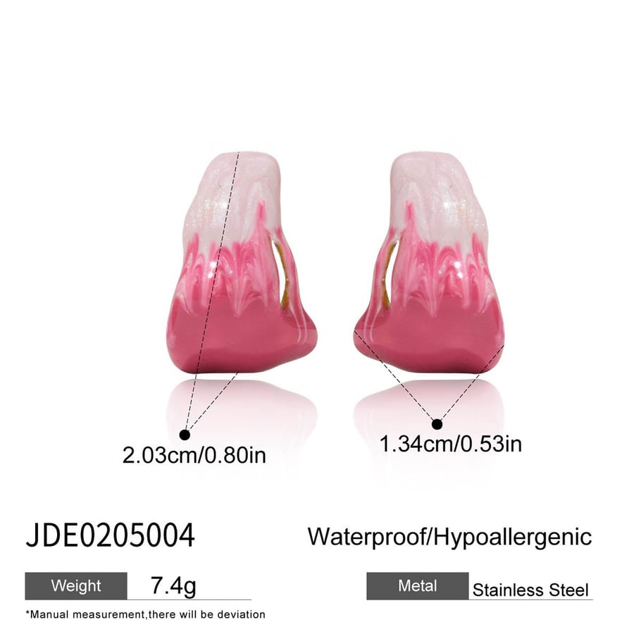 1 par de pendientes de aro de acero inoxidable con degradado romántico para mujer Imagen2