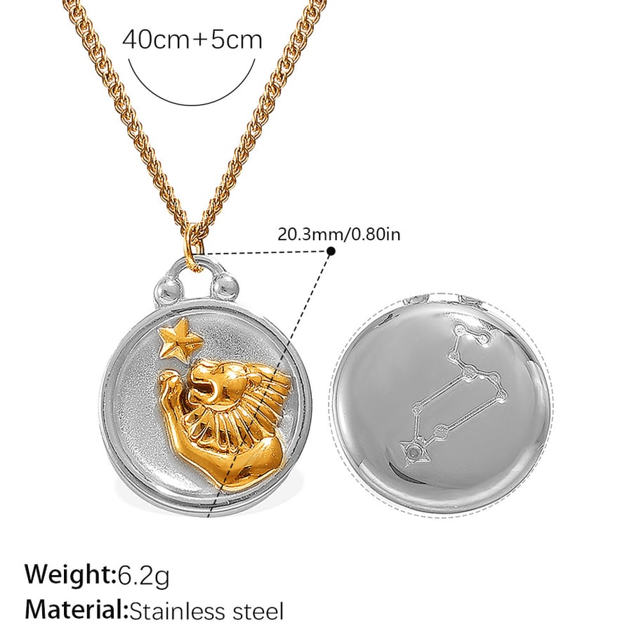 1 Piece Zodiac Signs Stainless Steel Mixed Color  Pendant Necklace 