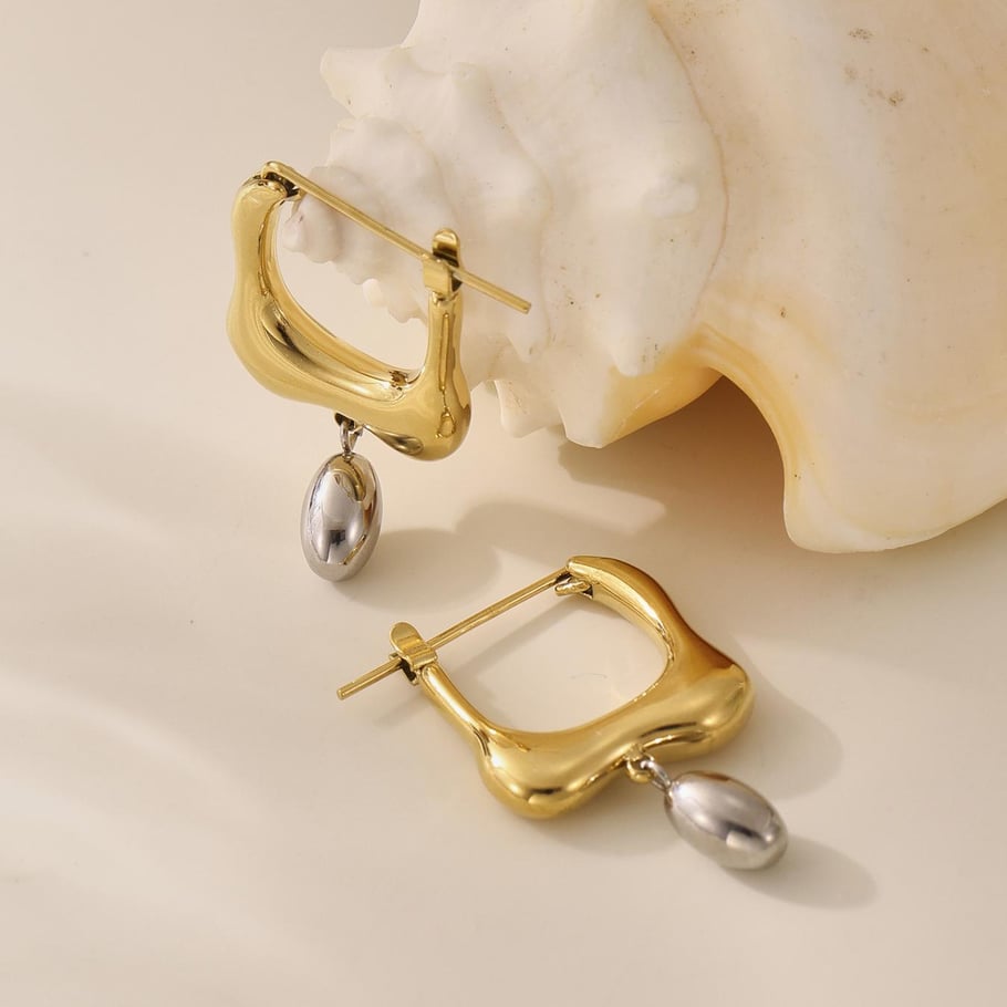 1 Pair Irregular Shape Stainless Steel Gold Color Women's Drop Earrings Picture6