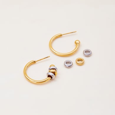 1 Pair Minimalist Circle Stainless Steel Gold Color Women's Hoop Earrings h5 Picture6