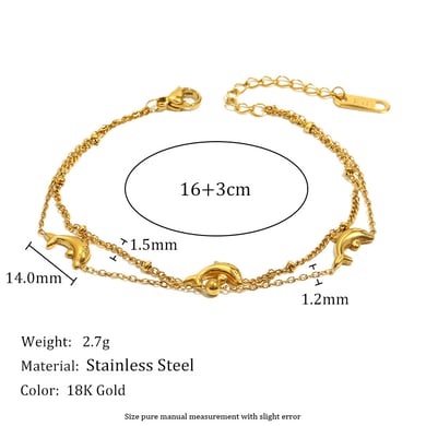 1 Piece Natural Dolphin Stainless Steel Gold Color Women's Charm Bracelets h5 Picture8