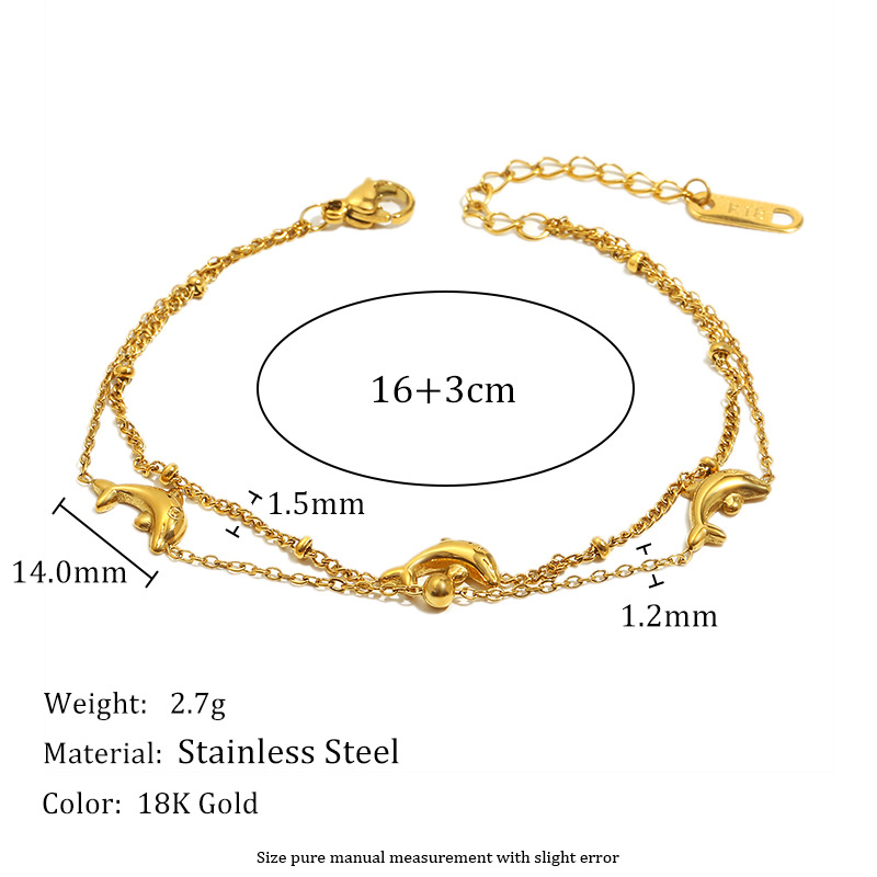 1 Piece Natural Dolphin Stainless Steel Gold Color Women's Charm Bracelets Picture8
