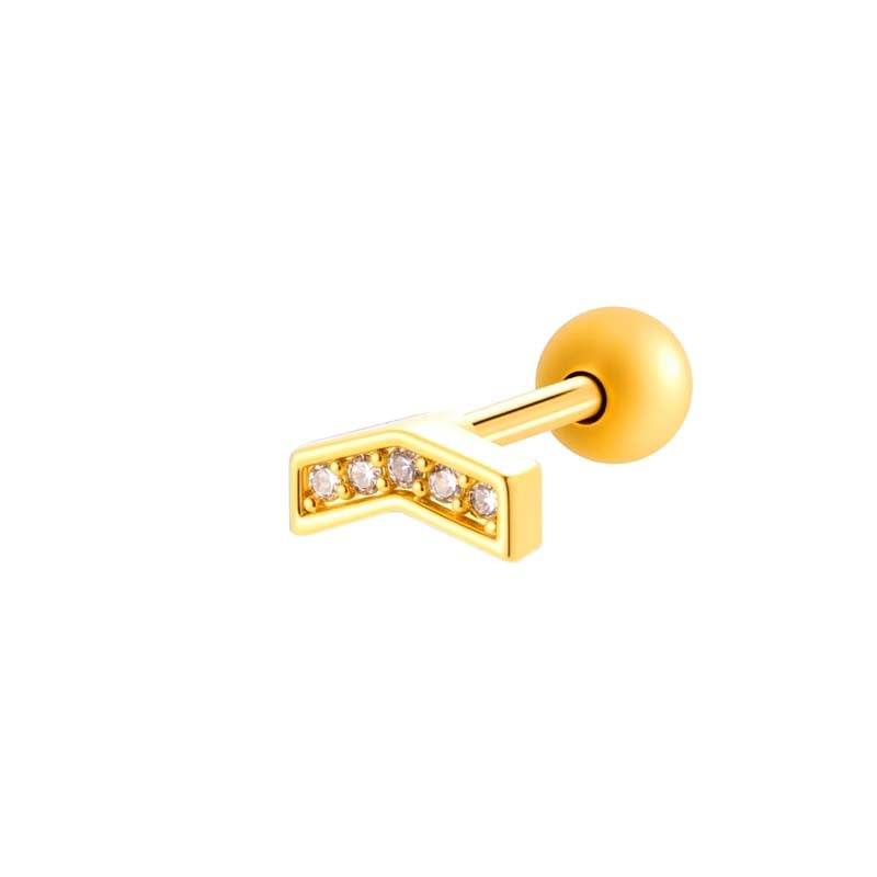 1 Piece Star Copper Gold Color Zircon Piercing Earring 