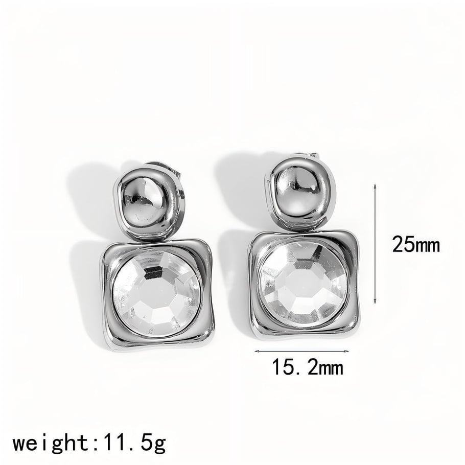 1 Pair Simple Series Geometric Stainless Steel Gold Color Women's Drop Earrings