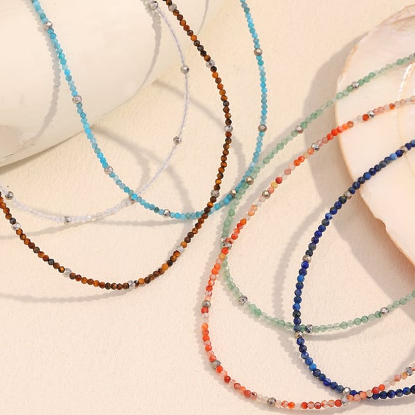 1 Stück Bunte Tägliche Perlen Natursteine Gold Farbe frauen Perlen Halsketten 2