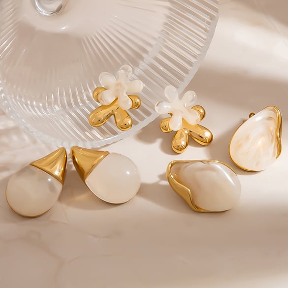 1 Pair Flower Droplet Irregular Shape Stainless Steel  Women's Stud Earrings 2
