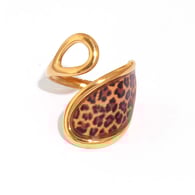Gold color/One size/1件豹纹戒指2 Immagine2