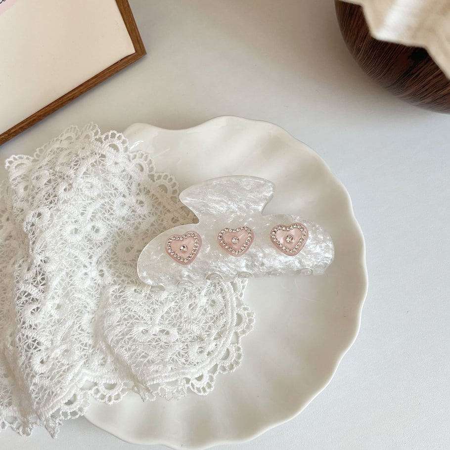 1 paar Simple Series schattige hartvormige acetaat haarklemmen voor dames 