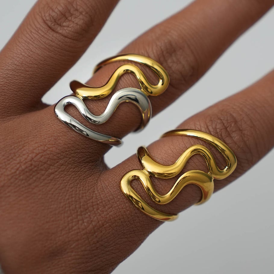 1 Piece Simple  Casual Irregular Shape Stainless Steel  Statement Rings Picture5