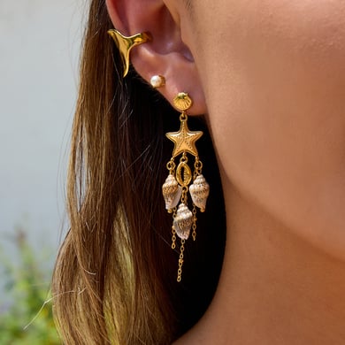 1 Pair Oceanic Natural Shell Stainless Steel Gold Color Women's Drop Earrings h5 Picture3