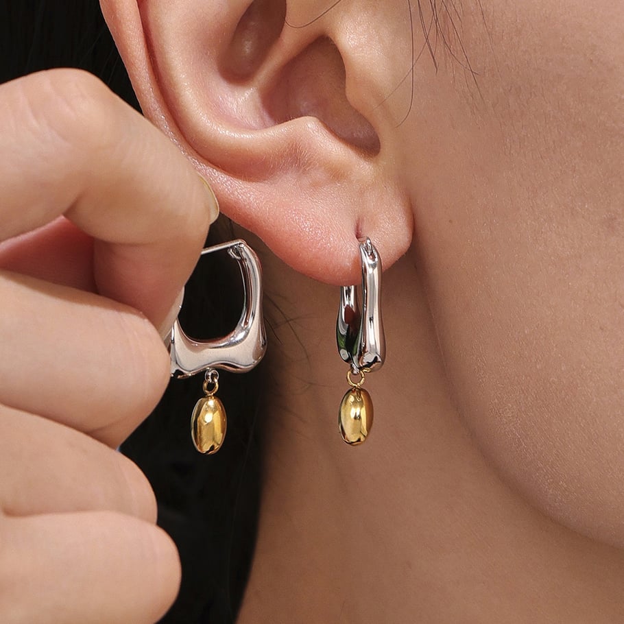 1 Pair Irregular Shape Stainless Steel Gold Color Women's Drop Earrings Picture4