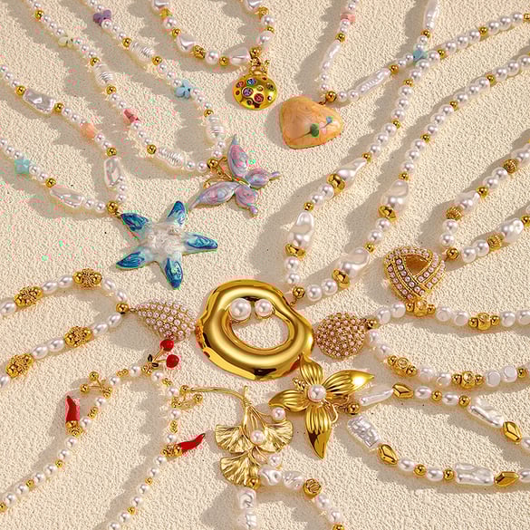 1 Piece Enamel Charm Beaded Necklace