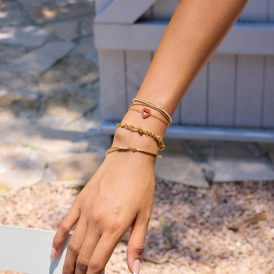 Pulseras con dijes de corazón de acero inoxidable color dorado para mujer, 1 pieza Imagen5