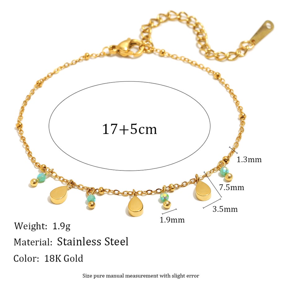 1 Piece Clover Stainless Steel Gold Color Charm Bracelet 