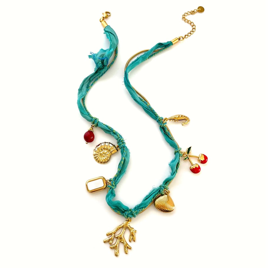1 Piece Fabric Stainless Steel Gold Color Pendant Necklace Picture5