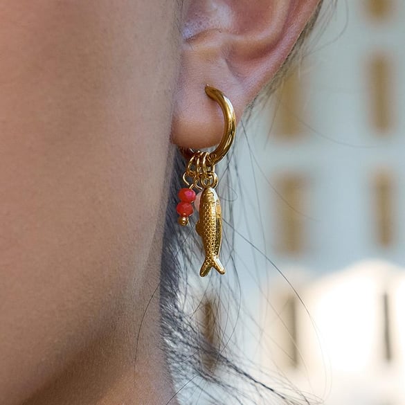 1 Pair Chic Fish Stainless Steel Gold Color Women's Drop Earrings 2