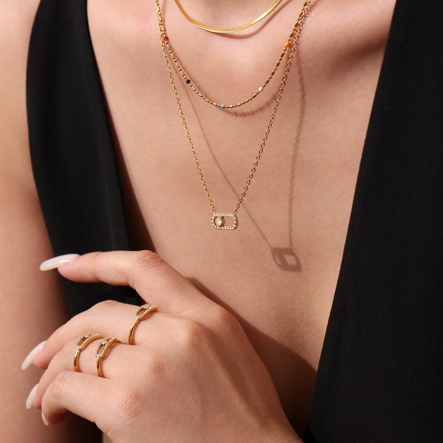 1 Piece Elegant Irregular Shape Stainless Steel Gold Color Women's Necklaces Sets Picture2