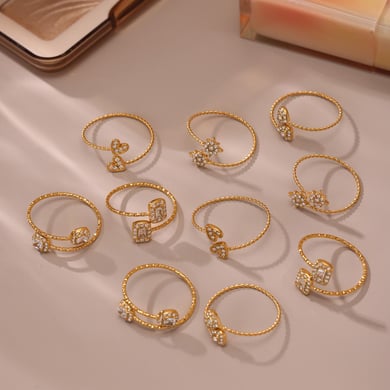 1 Piece Luxurious Heart Stainless Steel Gold Color Women's Gemstone Rings h5 Picture9