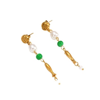 1 Pair Ins Style Fish Stainless Steel  Gold Color Dangle Earrings h5 Picture3