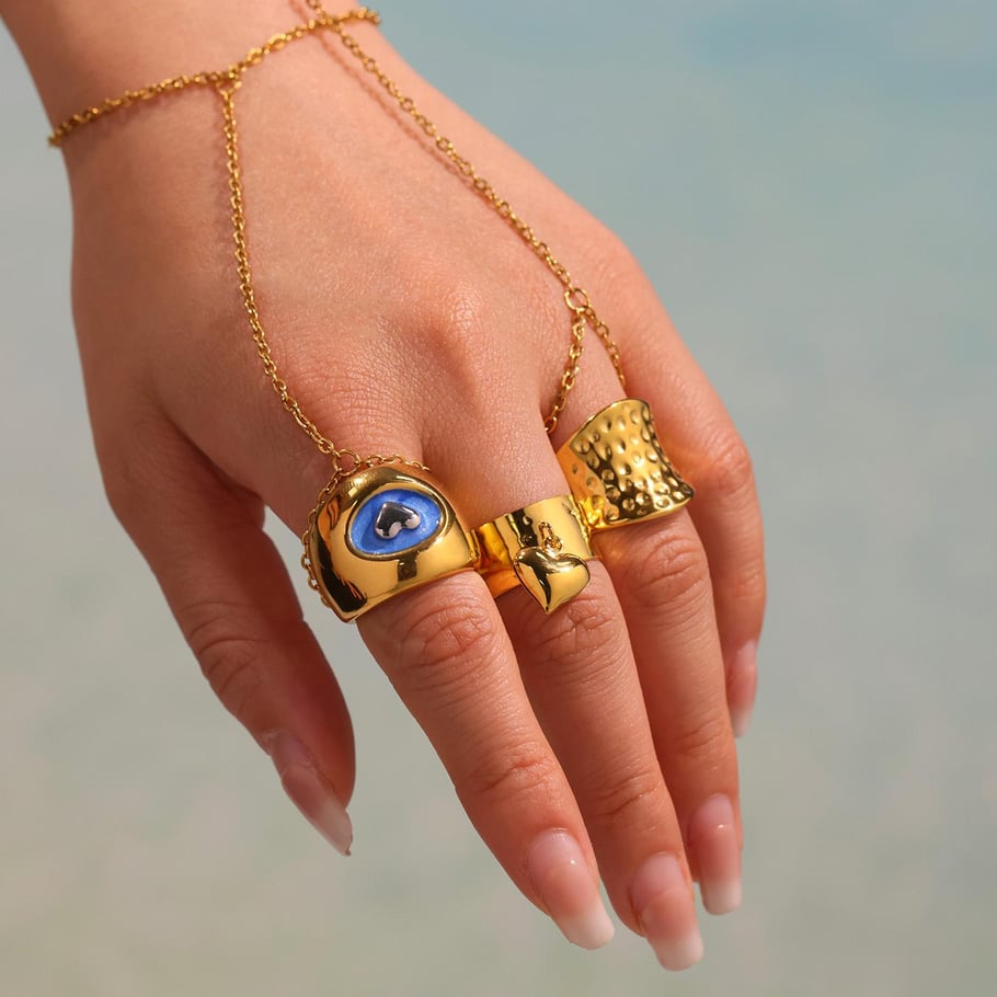 1 Piece Classic Heart Stainless Steel Gold Color Statement Rings Picture6