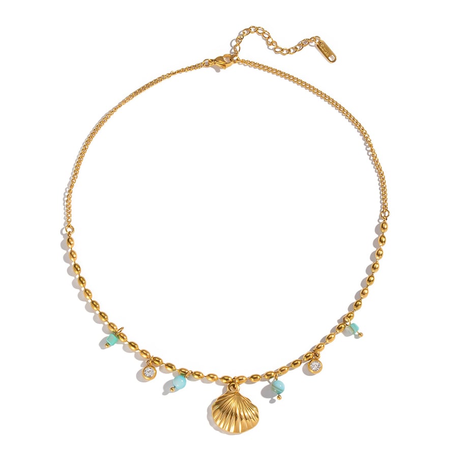 Collana con ciondolo color oro in acciaio inossidabile a forma di conchiglia, 1 pezzo Immagine5