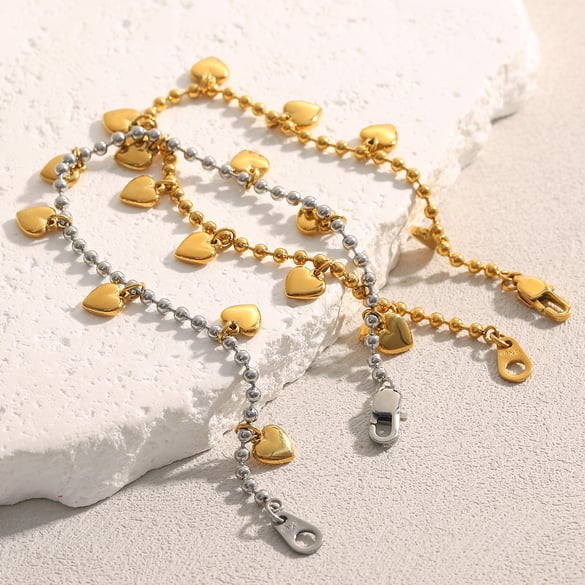 1 Piece Sweet Heart Stainless Steel Gold Color Women's Charm Bracelets 2