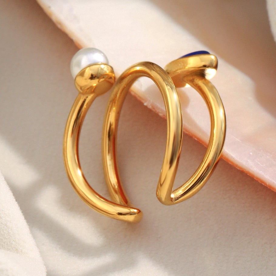 1 Piece Stainless Steel Natural Stone Ring Picture4