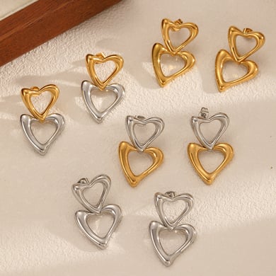1 Pair Ins Style Heart Stainless Steel Drop Earrings h5 Picture2
