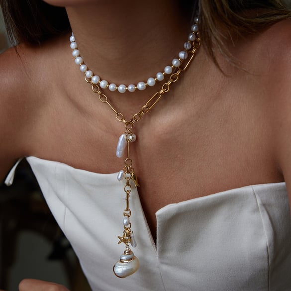 1 Piece Charming Shell Stainless Steel Gold Color Women's Pendant Necklaces