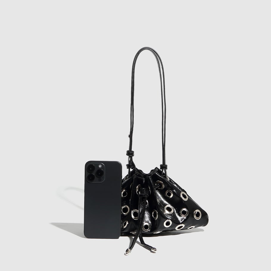 Bolso de hombro de PU con remaches clásicos de serie lujosa para mujer, 1 pieza Imagen3